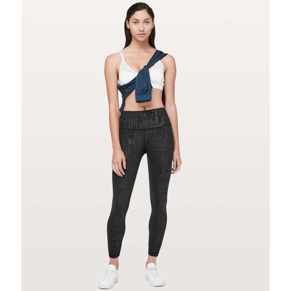 lululemon wunder under hi rise 7/8 tights leggings black 20yr manifesto embossed - Picture 10 of 10